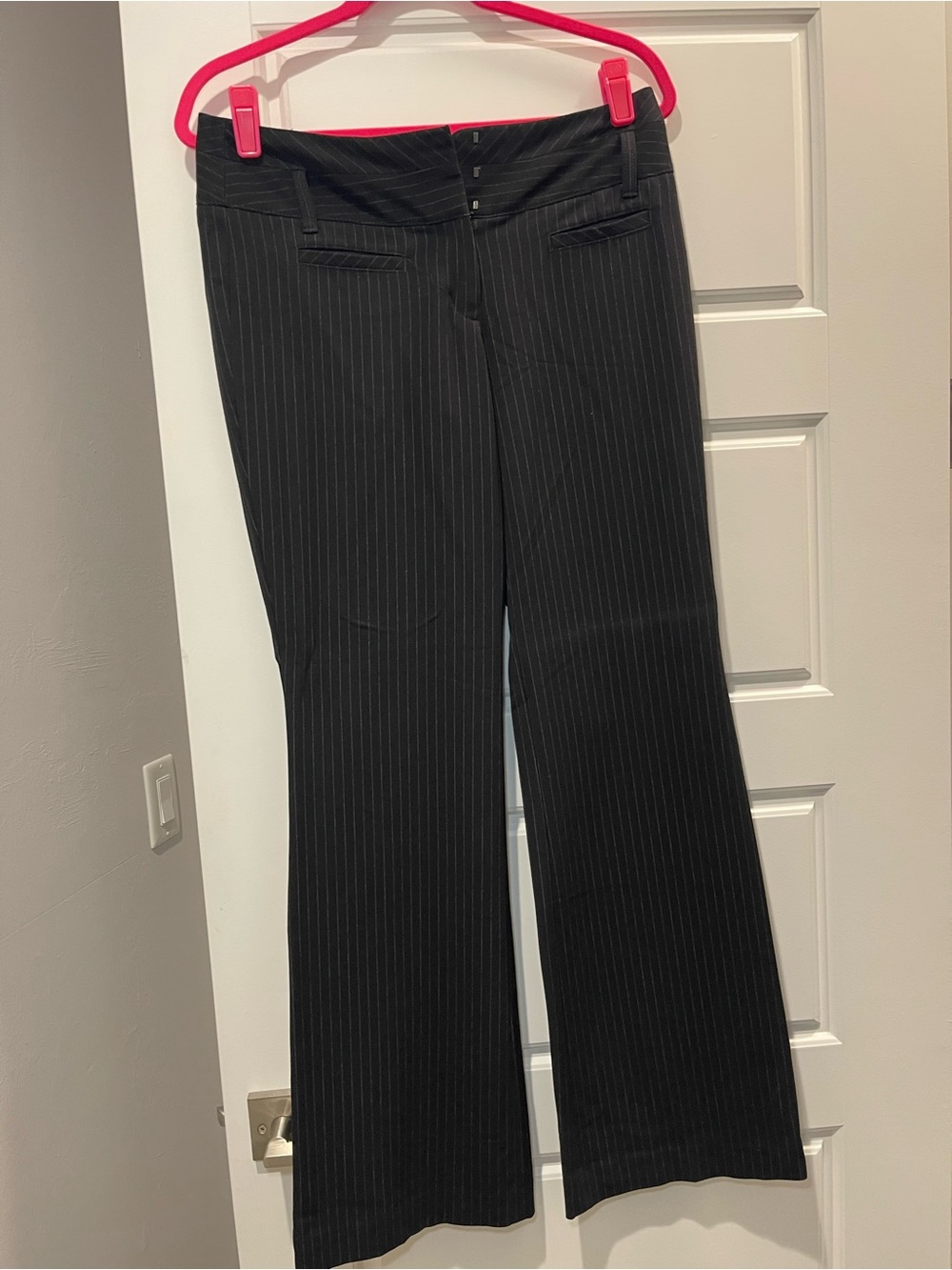 Express Black Pinstripe Boot-Cut Dress Pants